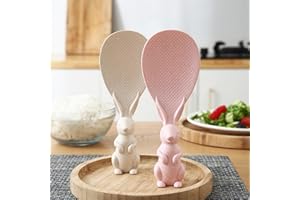 2Pcs Creative Cute Rabbit Non-Stick Rice Scoop,Bunny Shape Standable Rice Scooper