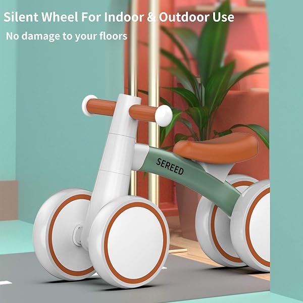 SEREED BABY BALANCE BIKE FOR 1-2 YEAR OLDS – 4 WHEELS, FIRST BIKE FOR TODDLERS, BIRTHDAY GIFT (GREEN)