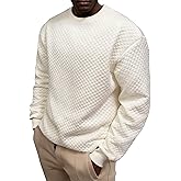ZAFUL Mens Crewneck Sweatshirts Solid Color Long Sleeve Waffle Panttern Texture Casual Loose Pullover