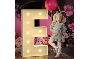 Tongjoy Marquee Letters 3 Feet Tall Large Light Up Letters E for Baby Sign Backdrop Big Marry Me Sign Birthday Party Decorations Pre-Cut Foam Board