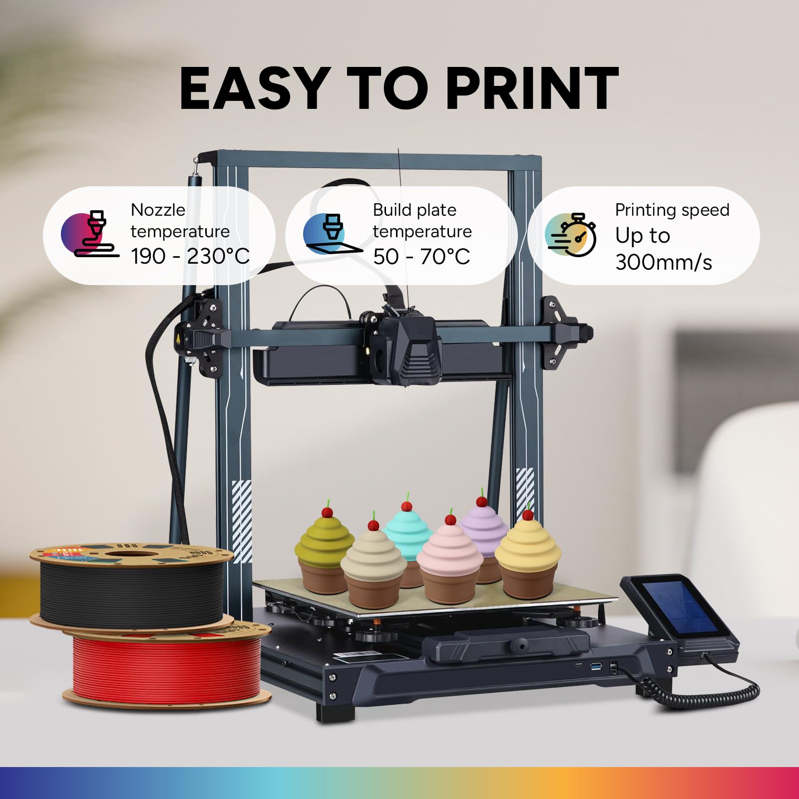 OVERTURE Matte PLA Filament Aufgerüstet 1.75 mm, 1 kg (2.2 lbs) Spule, Maßgenauigkeit +/- 0.02mm Filament für 3D Drucker (Schwarz) 4