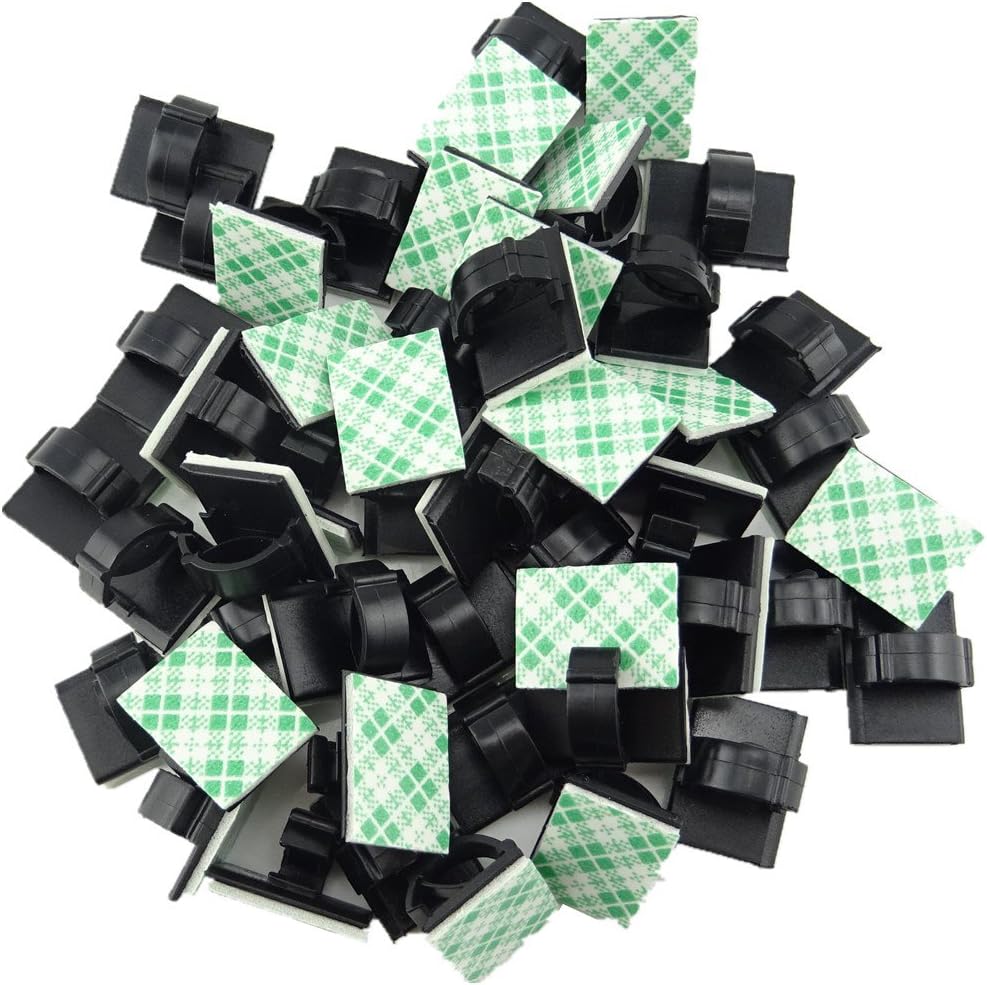 Honbay 100 Pieces Adhesive Cable Clips Drop Clamp Cable Tie Holder for Car GPS,Office and Home Cords and Wires Organization