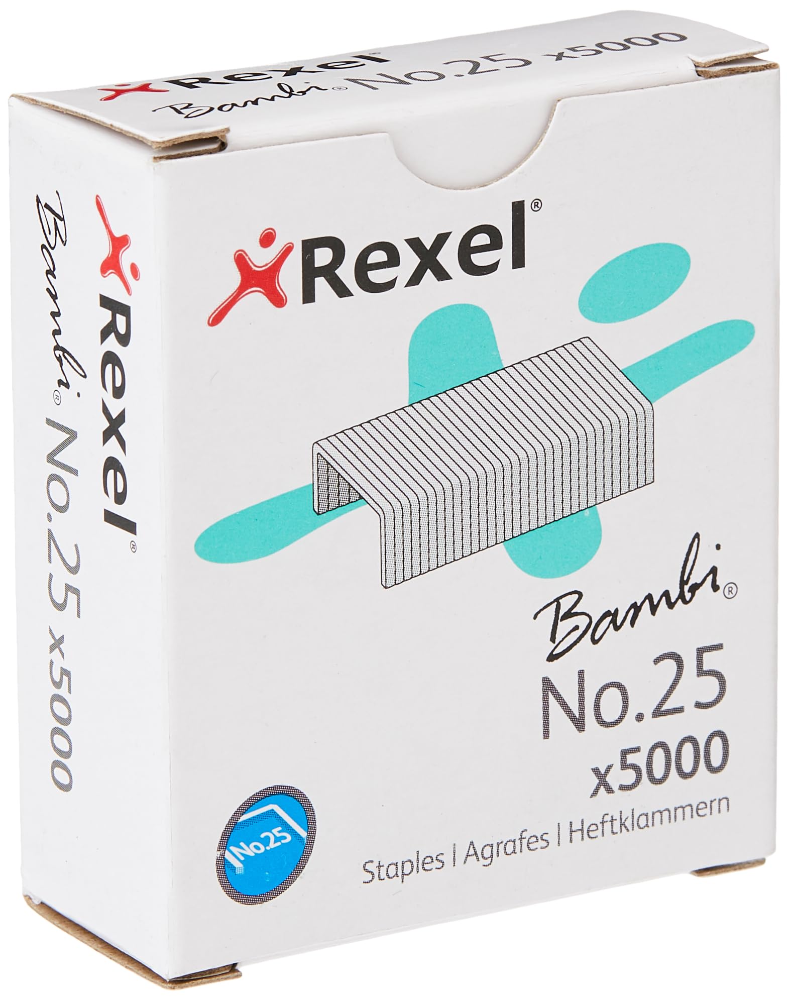 Rexel No.25 Small Staples, For Stapling up to 10 Sheets, Use with Mini Staplers, Box of 5000, 5025
