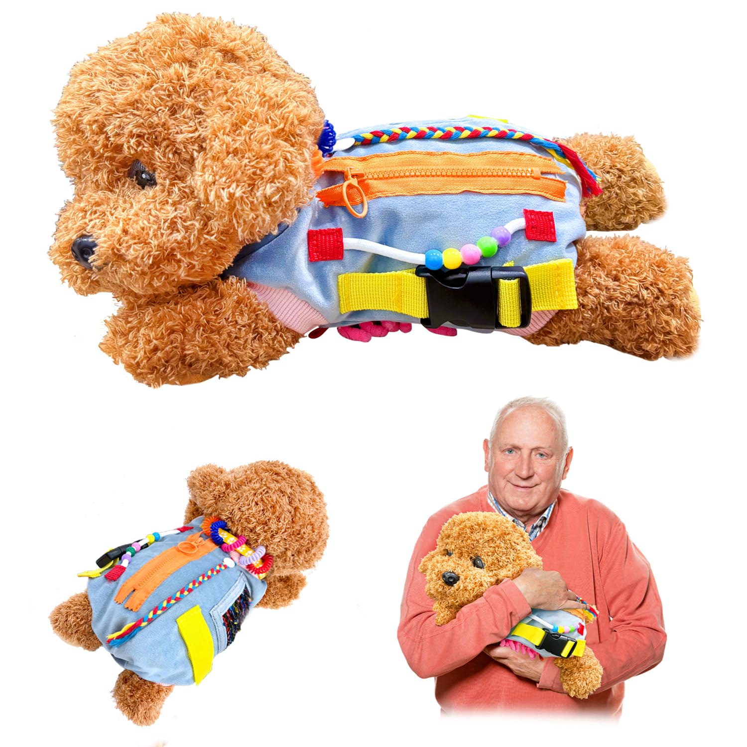 LEOANITTY Fidget Sensory Dog Blanket for Elderly | Premium Dementia Activities for Seniors Items | Engaging Sensory Items (pup) for Adults | Gift and Activities for Seniors with Alzheimer