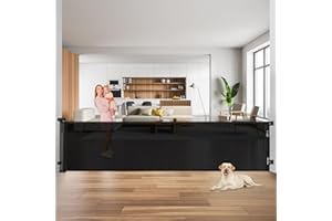 GENERIC Retractable Baby Gates-110 Inch Baby Gates Extra Wide for Large Opening Baby Gate-Retractable Driveway Guard, Indoor Outdoor Long Baby Gate, Retractable Dog Gate for The House Extra Wide