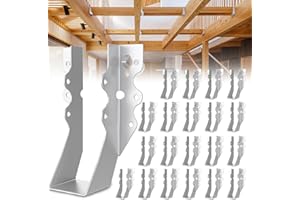 LEVENDOR 25 Pcs 2x6 Joist Hangers,20 Gauge Metal Face Mount Joist Hangers, Lu26 Joist Hanger Galvanized, Hurricane Ties for Rafter, Rafter Brackets 2x6 for Deck,Floor,Roof Overhang and Ceiling Joist