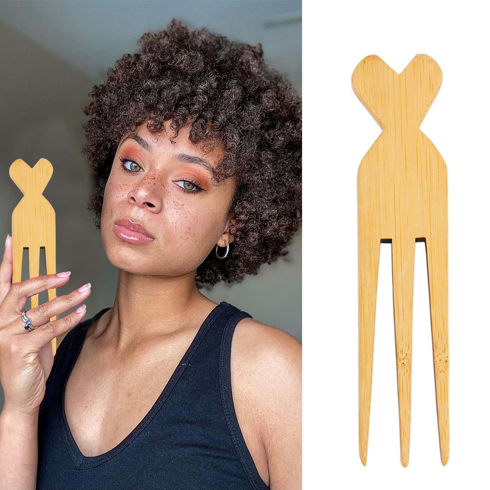 Photo 1 of African Comb For Hair Wide Tooth Pick Comb Three Prong Afro Pick for Curly Hair