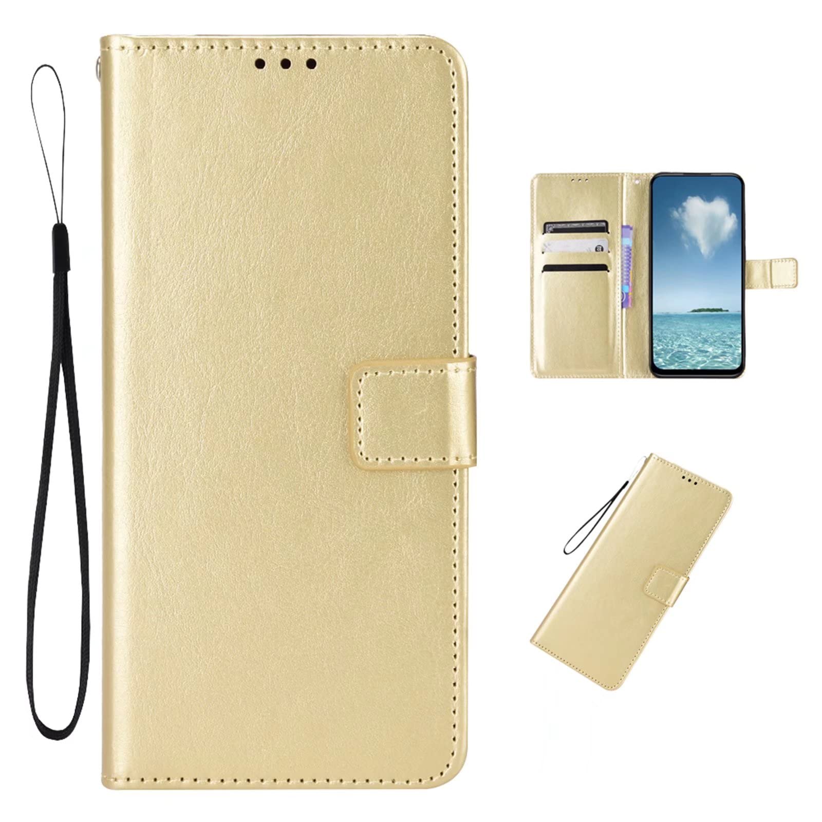 COQUE Case Xiaomi Poco X6 Pro Shell,Magnetic Crazy Horse Card Slot Wallet Phone Case,Flip Phone Cover for Xiaomi Poco X6 Pro-Gold