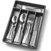 20-Piece Silverware Set with Organizer，Heavy Duty Stainless Steel Flatware Cutlery Tableware Set for 4，Includes 5-Compartment