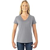 Fruit of the Loom Womens HD Cotton Short Sleeve V-Neck T-Shirt, XL Athletic Heather