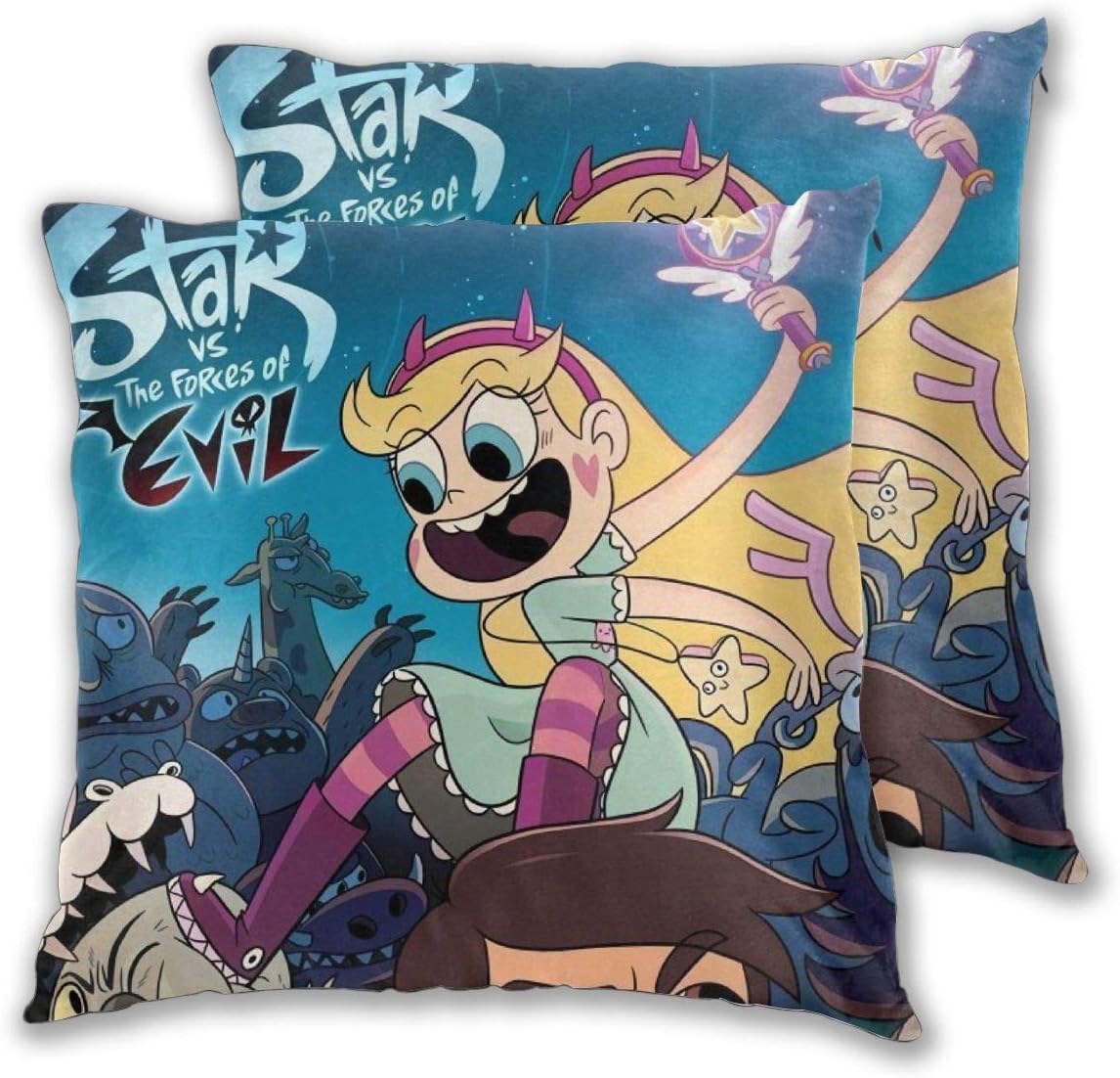 Allenada Star Vs The Forces of Evil Set of 2 Square Decorative Throw Pillow Cases for Couch Bed Sofa, Cushion Covers for Home Modern Design 22"" x22