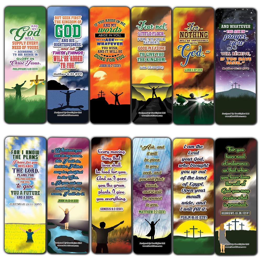 God Will Provide Bible Verses Bookmarks Cards (30-Pack) - Stocking Stuffers for Boys Girls - Children Ministry Bible Study Church Supplies Teacher Classroom Incentives Gift