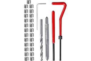 Fixinus 30 Piece M5 x 0.8mm Thread Repair Insert Kit, Stainless Steel Thread Repair Kit Helicoil Coil Compatible Hand Tool Set for Auto Repair