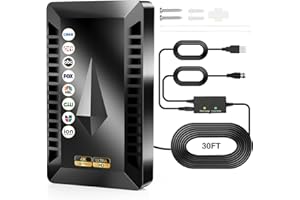 OZVHVH 2400+ Miles Range TV Antenna Indoor, Digital Antenna for Smart TV Outdoor with Amplifier, Antennas for Local Channels Support Smart and Older TVs, 360° Clear Reception for 1080p 4K 8K-30FT Long Cable