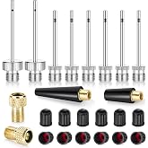 Ball Pump Needles, Unbreakable Air Pump Needles Compatible with Hand and Electric Pump, Sports Ball Air Pump Needles, Tire Valve Caps, Presta to Schrader Valve Adapters, Balloon Inflation Nozzles Kit