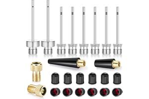 VEZTBIU Ball Pump Needles, Tire Valve Stem Caps, Presta to Schrader Valve Adapters, Balloon Inflation Nozzles, Heavy Duty Air Pump Needles Compatible with Hand and Electric Pump, 24Pcs Pump Accessory Kit