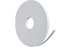 HiFind Premium 16 Gauge Flat Speaker Cable Wire 50 Ft White, OFC Electrical Low Voltage Audio Wire 16/2 AWG, Thin&Flexible PVC CL2 in Wall Rated Outdoor for Home Theater, Car Stereo, Automotive