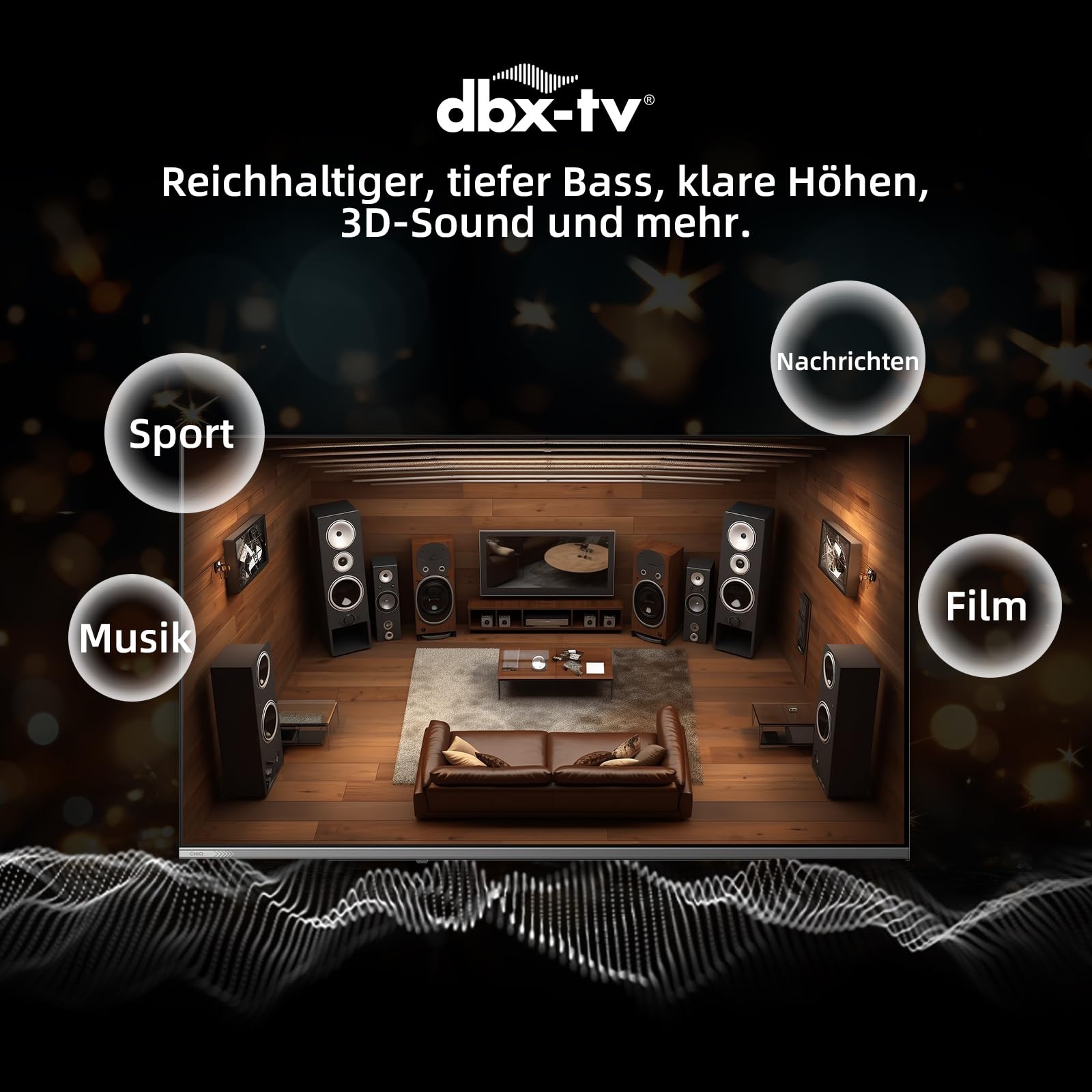 CHIQ 55QA10 55 Zoll (140 cm) 4K Ultra HD QLED Smart Google TV, HDR10,DLG 120Hz*(Software-Enhanced), mit VRR&ALLM, Dolby Audio, Chromecast, Kompatibel mit Apple AirPlay, Integrierter Google Assistant 9