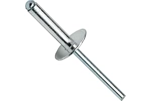 Large Flange Pop Rivets 3/16" x 1/2" Aluminum Body Steel Mandrel Large Dome Head 6-8 Gap .376" - .500" Quantity 50 By Fastenere