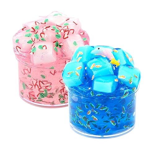 Packs Pink and Blue Crunchy Slime Kit for Girls,Non Sticky and