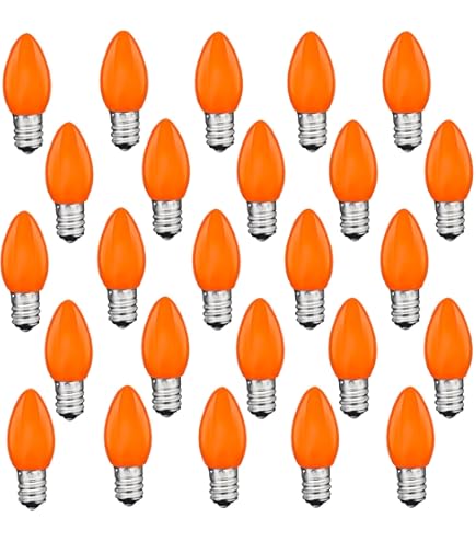 Buy 12 Pack C7 Orange Light Bulb Ceramic Incandescent 7 Watt E12 Base C7 Night Light Colored Bulb Candelabra Based Orange Bulb Halloween Bulb - View #12