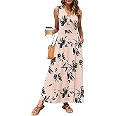 MISFAY Women Maxi Dress 2026 Summer Casual Sleeveless Sundress Wrap V Neck Long Dresses Vacation Loose Dress with Pockets