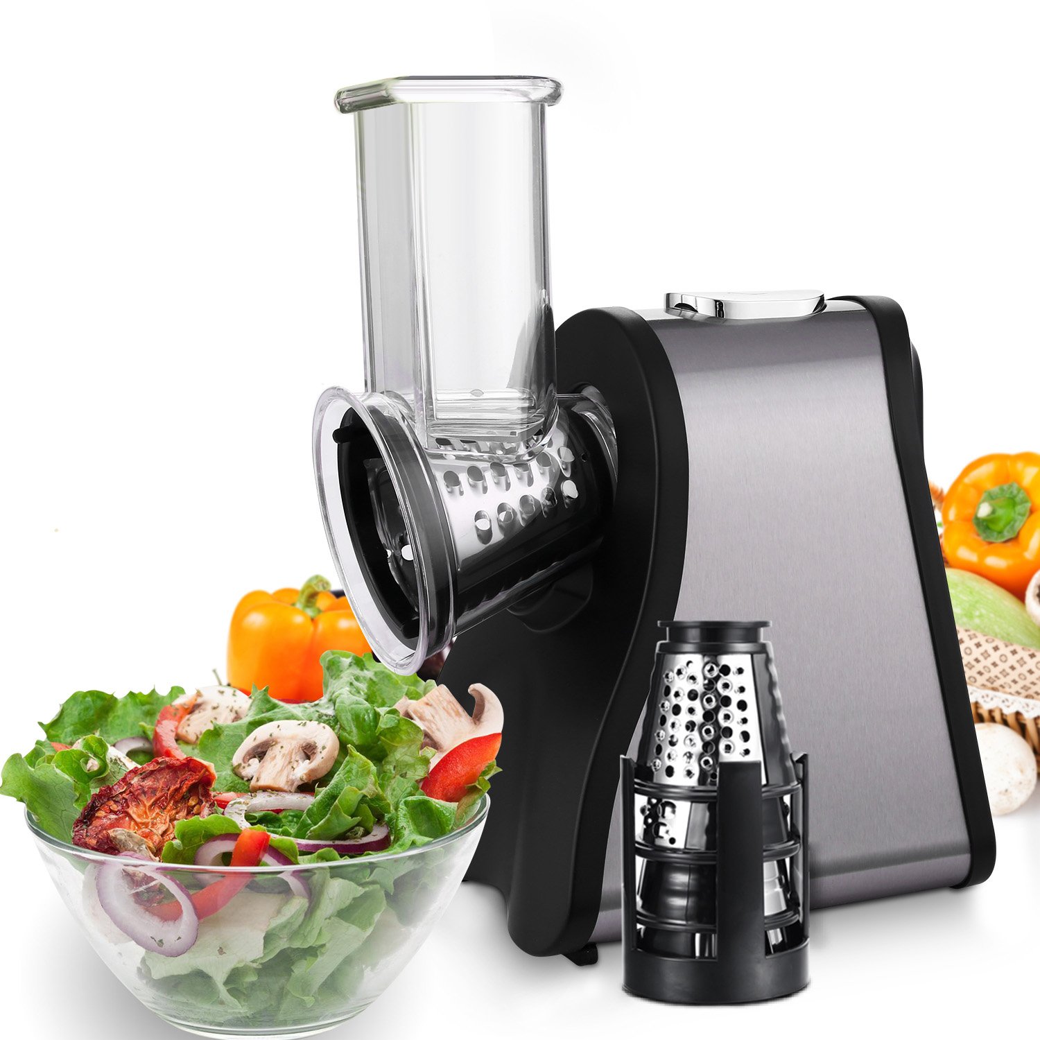 Simlive Electric Salad Maker Food Grater Slicer with 4 Cone Blades for