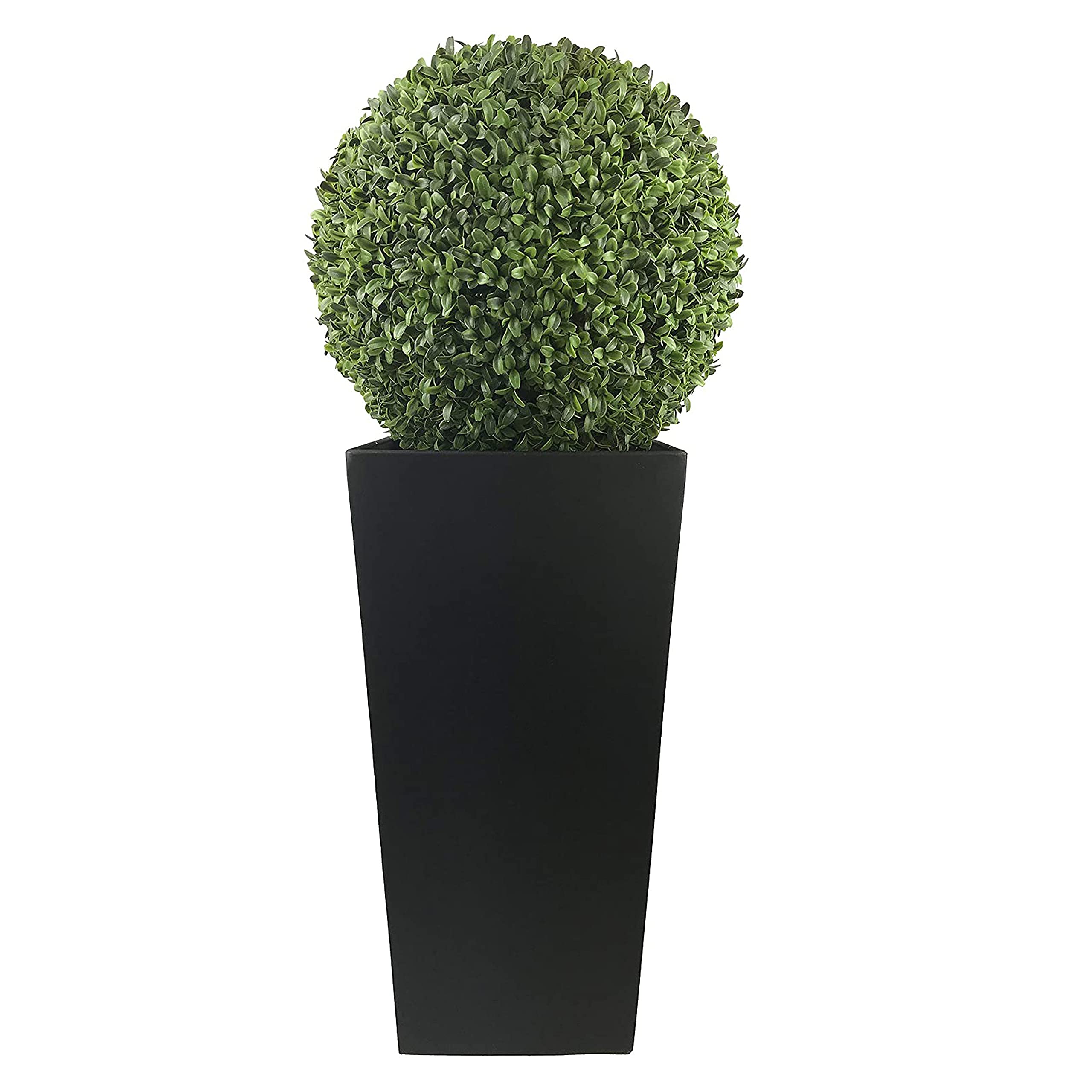 Artificial Aglaia Boxwood Ball in Tall Black Tin Planter 95cm/3ft