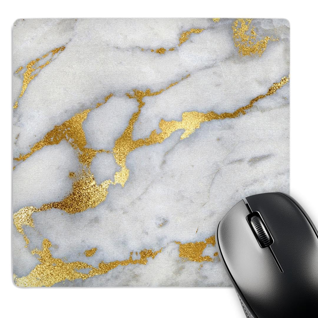 3dRose mp_268835_1 8/8-Inch "Image of Luxury Grey Gold Gem Stone Marble Glitter Metallic Faux Print" Mouse Pad - Multi-Colour