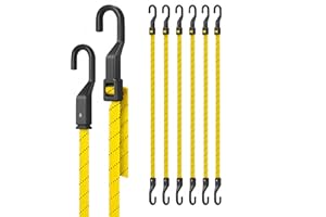 The Easiest-to-Adjust Flat Bungee Cords with Hooks, Lucky Straps 132 LBs Adjustable Bungee Straps, Heavy Duty, UV-Resistant, 