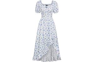 Scarlet Darkness Renaissance Dress Women Cottagecore Corset Dress Ruffle Maxi Dress with Pockets