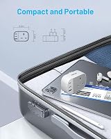 VINTAR UK to EU Plug Adapter 2 USB C 1 USB A Grounded 4 in 1 Type E/F Europe view 5
