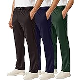 Real Essentials 3 Pack: Men's Mesh Open Bottom Sweatpants Gym Active Athletic Workout Casual Pants with Pockets (Big & Tall)