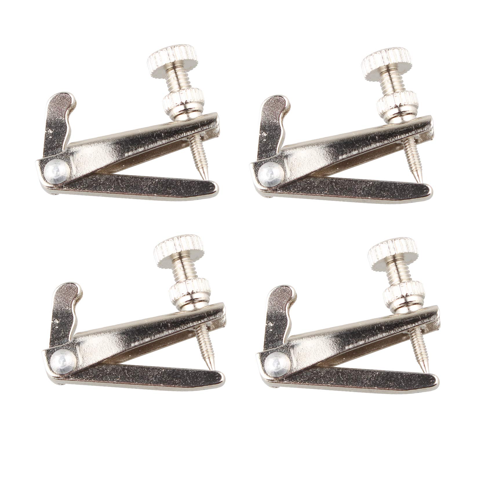Futheda 4Pcs Violin Fine Tuners Large Size Silver Violin Replacement Parts for 4/4-3/4 Violin Anti Rust Durable Metal String Adjuster Nickel Plated