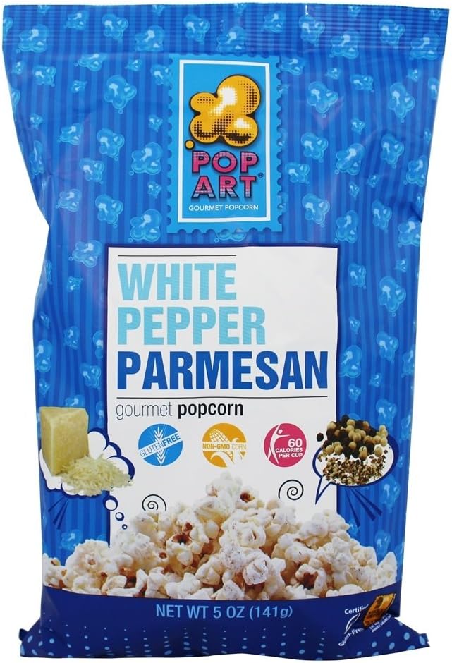 Pop Art Snacks Popcorn White Pepper Parmesan, 5 - Ounce, (Pack of 9)