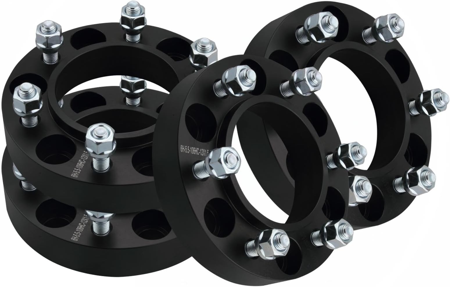 WHEELTECH 4X 1.25 6x5.5 to 6x5.5 Wheel Spacers Hubcentric M12x1.5 Studs fit for Toyota 4Runner | 01-18 6lugs Tacoma | 00-06 Tundra