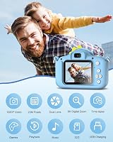 Hangrui Kids Camera 20MP Dual Lens 2.0 Inch IPS 1080P 32GB Blue view 2