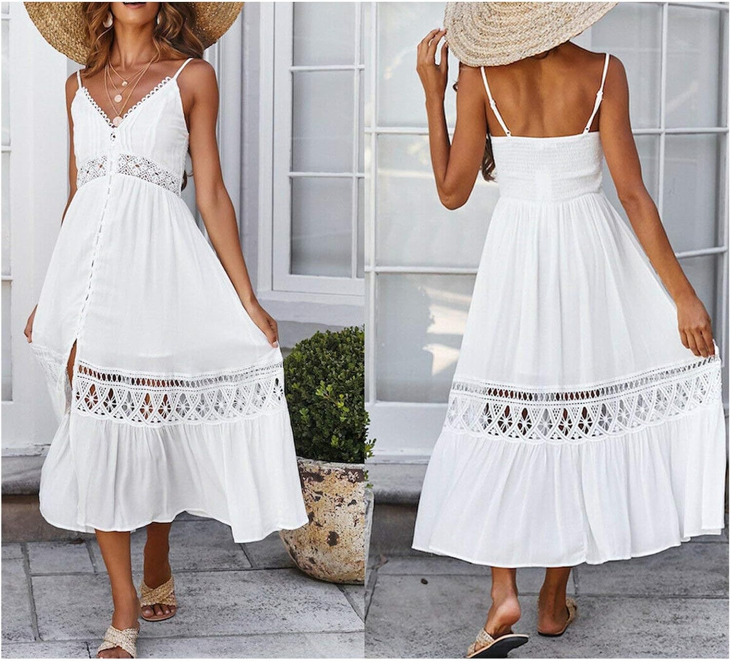white lace beach dress