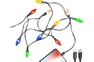 MACLARONX 2 Pack Christmas Light Phone Charging Cable USB-C to Light-ning Charger Cord 4.5 FT/10 LED Festive Bulb Cables Compatible with iPhone 6-12/13/14 Pro/Max/Plus/XS/XR