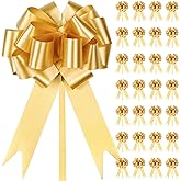 JJYHEHOT 30 PCS Christmas Gold Gift Wrap Bows, Pull Bows for Gift Wrapping, Large Decor Bow for Gift Baskets, Flower Bouquets, Birthday Present Box, Wedding Car