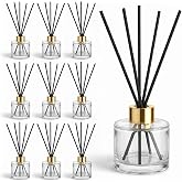 10 Sets Reed Diffuser Bottle Empty Refillable 100ml Glass Jars Gold Caps | Rattan Sticks for Home Fragrance DIY Decor, 2.56x2.87in Round Design