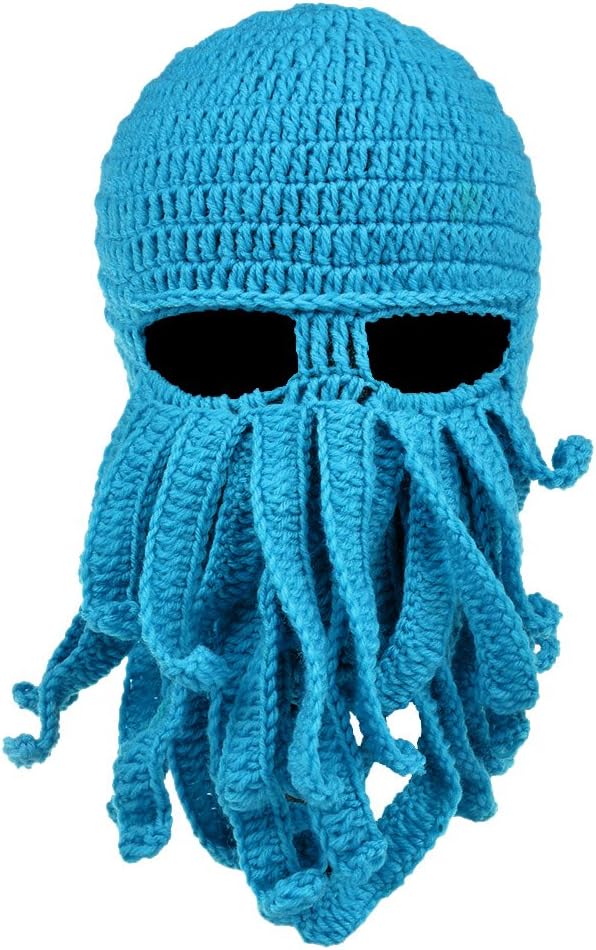 Vbiger Tentacle Octopus Cthulhu Knit Beanie Windproof Beard Ski Mask Hat