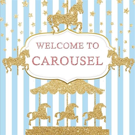 Amazon Com Aofoto 8x8ft Glitter Golden Horses Carousel Backdrop
