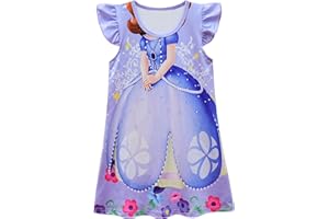 AOVCLKID Little Girls Princess Costume Girls Casual Cartoon Printed Dress
