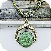 72ore Western Necklace Green Bead Boho Natural Stone Colorful Pendant Necklace for Women Fall Jewelry Birthday Gifts Sweater Outfits Accessories