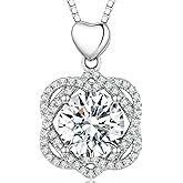 Lakubibo Moissanite Heart Necklaces,1-3 Carat Moissanite Necklace, Pendant Necklace Engraved with 'I LOVE YOU,Wedding Gifts,Birthday Gifts for Her,Jewelry Gifts for Christmas Valentine's Day