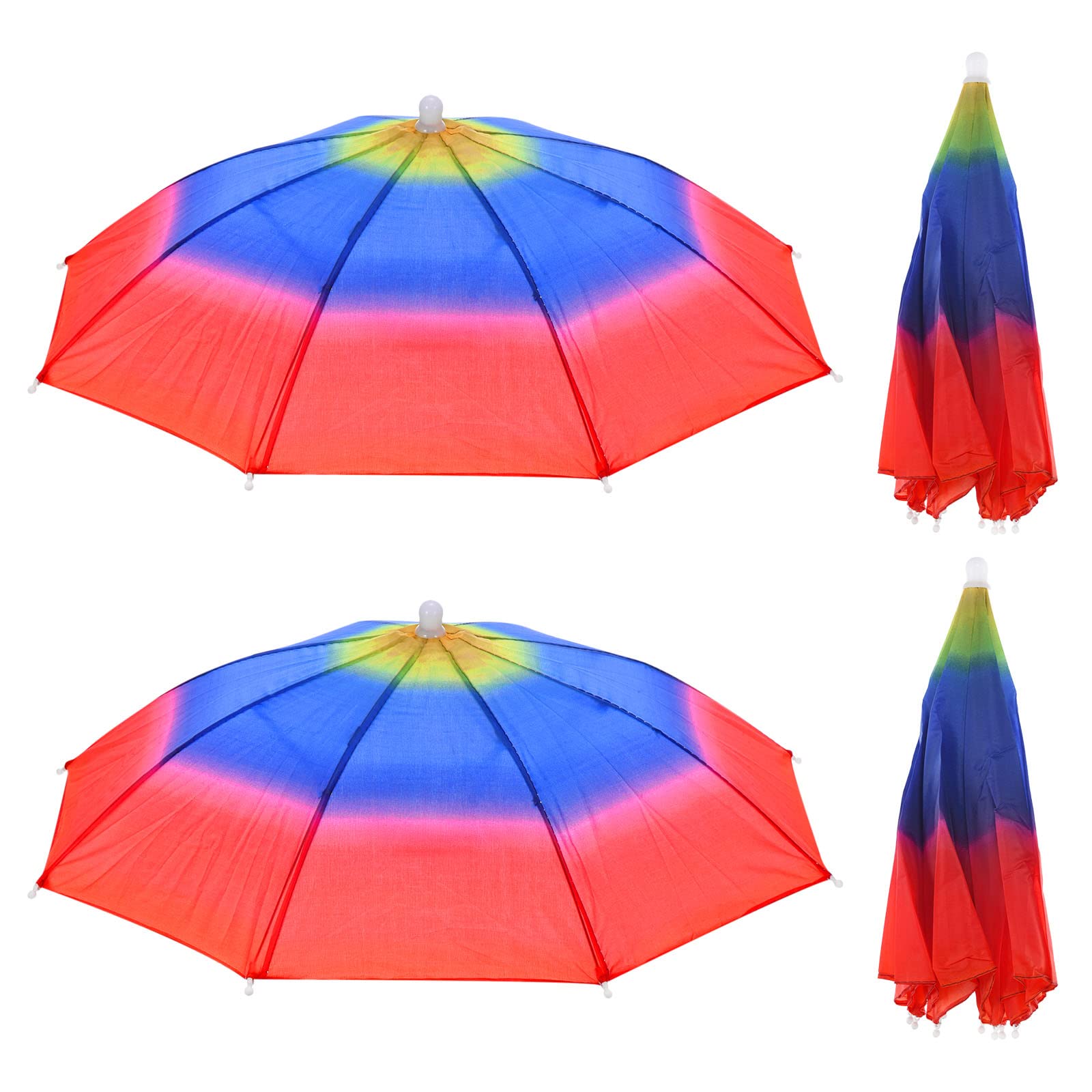 PATIKIL Umbrella Hat, 4 Pack 20 Inch Folding Sun Rain Cap Hands Free Fishing Umbrella Hat for Golf Fishing Camping Outdoor, Rainbow Color