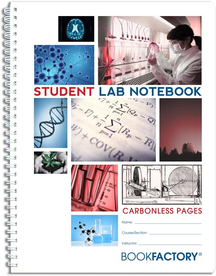 BookFactory Carbonless Student Lab Notebook - 50 Sets of Pages (8.5" X 11") (Duplicator) - Scientific Grid Pages, Durable Translucent Cover, Wire-O Binding (LAB-050-7GW-D (Student)) : Science Laboratory Notebooks : Office Products