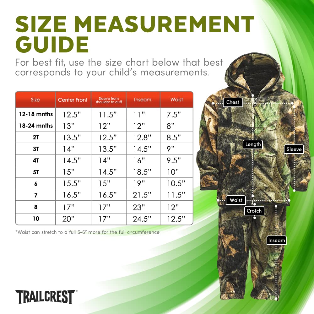 TrailCrest Treel Infant - Toddler Camo Full Zip Hoodie Sweatshirt Fleece Jacket & Pants Set