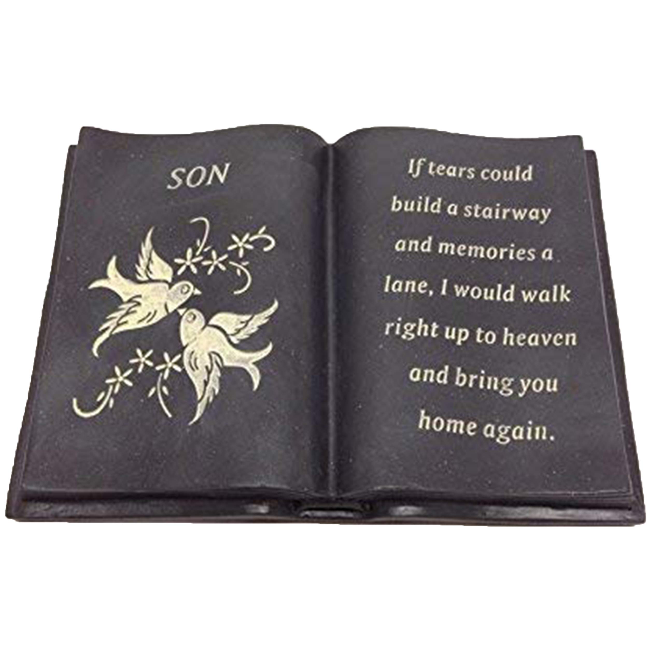 Son Slate Grey Memorial Book – Dove & Diamante Detail – Grave Plaque Ornament Tribute